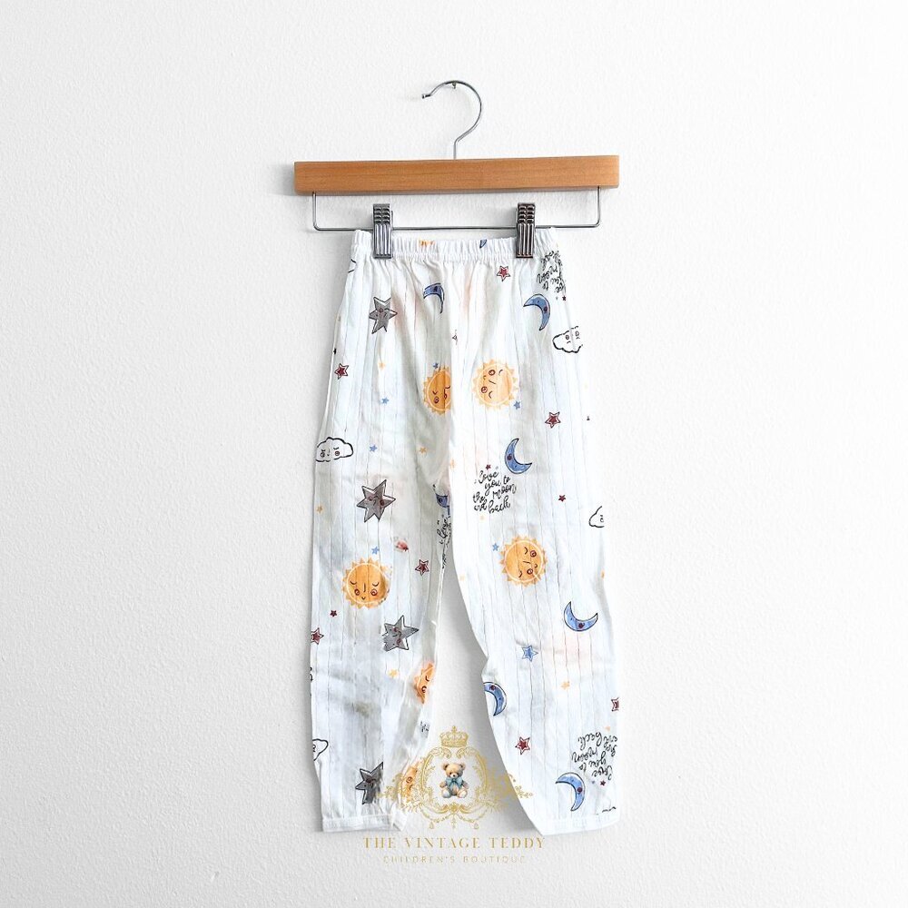 NWT Cute Kids Sleep N' Play Long Sleeve Top & Pants Pajamas Set Moon & Sun 4T - Picture 3 of 4
